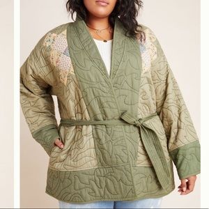 Anthropologie Quilted Patchwork Moss Kimono Jacket